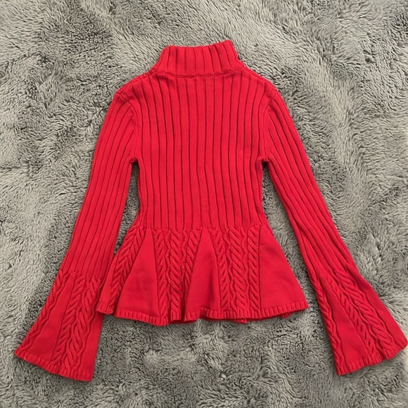 Bebe Statement Sleeve Red Turtleneck Sweater - Picture 2 of 10
